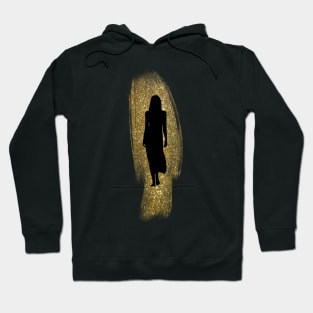 My woman is walking to me.  Live woman walking. Hoodie